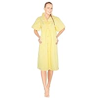 JEFFRICO Womens Dusters For Women Zipper Front Housecoat Lounger Duster House Dress Short Sleeve Nightgowns Pajamas Robe