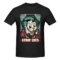 Stray Band Cats Shirt Men's Fashion Pattern Cotton Short Sleeve Tshirt Soft Casual Crew Neck Tee Tops Deep Heather