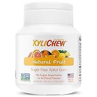 Xylichew 100% Xylitol Chewing Gum - Non GMO, Non Aspartame, Gluten Free, and Sugar Free Gum - Natural Oral Care, Relieves Bad Breath and Dry Mouth - Fruit,60 Count (Pack of 4), 240 Count
