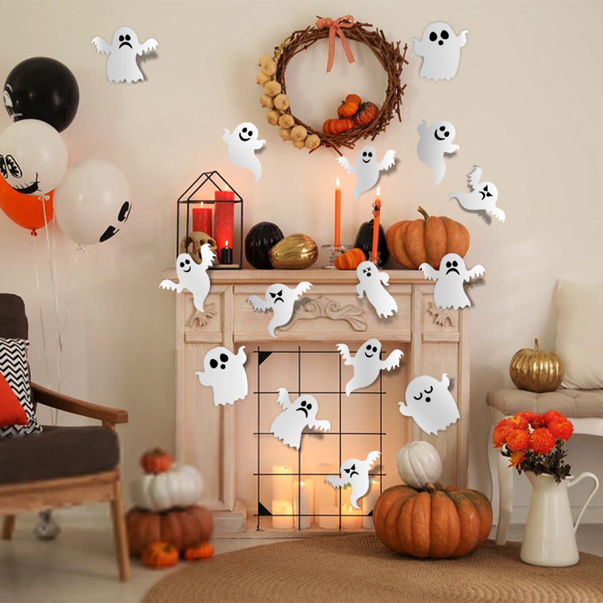 Mua 21 Pcs Halloween Ghost Wall Decor 3D Cute Ghost Stickers ...