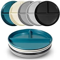 Portion Control Plate For Weight Loss 9 Inch 5Pcs, Round Divided Plates for Adults, 3 Compartment Plates is very thick and smooth,Suitable for Bariatric Diet…