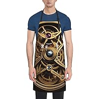 Cool Steampunk Gears Apron For Men Women Waterproof Aprons with 2 Pockets Adjustable Bib Apron Kitchen Cooking Aprons Chef Heavy Duty Work Apron