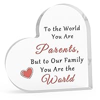 Happy Mothers Day Decor Thank You Gift for Parent Acrylic Heart Decor Mom Dad Inspirational Gift Acrylic Plaque Desk Decor Parent Gift from Daughter Son Father's Day Acrylic Desk Decor Bonus Mom Gift