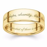 Faith, Hope, Charity Bible Verse Ring in 14K Gold