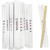 Soeos Chopsticks Disposable, Approx. 50 Sets, UV Treated Premium Disposable Chopsticks Individually Wrapped, Wooden Chopsticks Best for Japanese Sushi & Asian Dishes