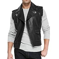 Men's Real Leather Motorcycle Rider Hunt Vintage Style Leather Vest