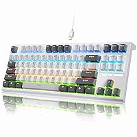 i87 Wired Mechanical Gaming Keyboard with RGB Backlit Compact TKL Hot Swappable Keyboard Linear Red Switches Four Status Light Ergonomic Design Software Supported (87Keys, White-Grey)