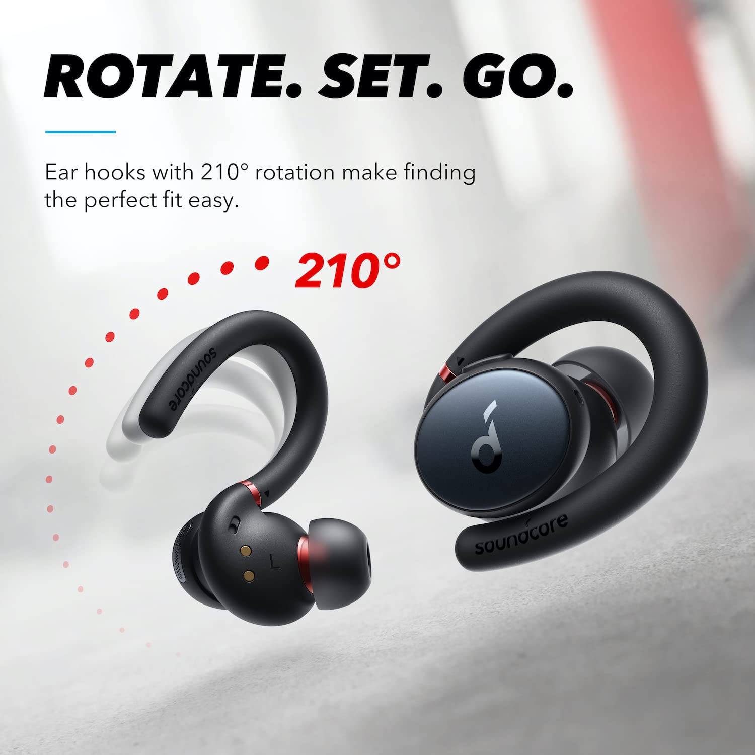 soundcore by Anker Sport X10 True Wireless Bluetooth Sport Earbuds, Rotatable Over-Ear Hooks for Ultimate Comfort and Secure Fit, Deep Bass, IPX7 Waterproof, Sweatproof, Fast Charge, App, Gym, Running