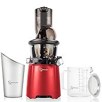 SANA 868 Wide Mouth Premium Cold Pressed Vertical Juicer | Patented Trap Door System | Includes 2 Premium Accessories | 240W High Torque Motor | 15 Year Warranty (Red)