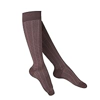 Socks for Women, 15-20 mmHg, Checkered, Cotton, 1 Pair, Brown, Large
