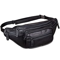 Genuine Leather Waist Pack Cowhide Fanny Bag Casual Hiking Sling Bag Crossbody Chest Bags Shoulder Daypack (Darkgrey)