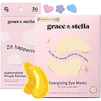 grace & stella Eye Mask Gold 24 Pairs + Multi-shape Pimple Patch 36-Pack Bundle