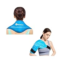 Neck Shoulders Ice Pack Wrap, Reusable Gel Ice Pack, Cold Compress Therapy for Pain Relief, Injuries, Swelling, Bruises, Sprains, Inflammation and Cervical Surgery Recovery