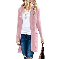 MEROKEETY Women's 2023 Fall Long Sleeve Basic Knit Cardigan Ribbed Open Front Sweater