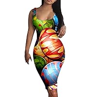 Off The Shoulder Formal Dress,Women Casual Sexy Round Neck Tank Top Sleeveless Dress Print Casual Midi Dress Se