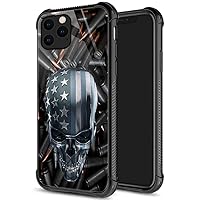 DJSOK Case Compatible with iPhone 13 Case, Bullet Skull Flag Case for iPhone 13 Cases for Man Boys Girls Dual Layer Shockproof Rugged Cover Pattern Design Cover