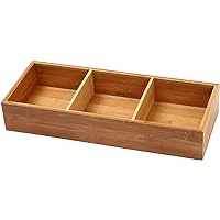 YBM HOME 3-Compartment Bamboo Drawer Organizer Box Multi-Use Storage for Junk Drawer, Office, Home, Kitchen, Bedroom, Children Room, Craft, Sewing, and Bathroom, 6x15x2.5 Inch