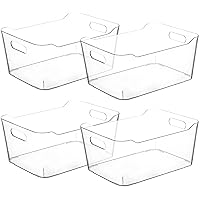 Clear Plastic Storage Bins, Small Fridge Organizer Kitchen Organizers and Storage Containers Bathroom Organization and Storage Bin for Makeup Organizer, fruits, Chips, Perfume, Skin Care, crafts