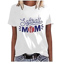 Baseball Mama Shirt Women Baseball Mom Short Sleeve T-Shirts Trendy Letter Print Funny Baseball Graphic Tee Tops