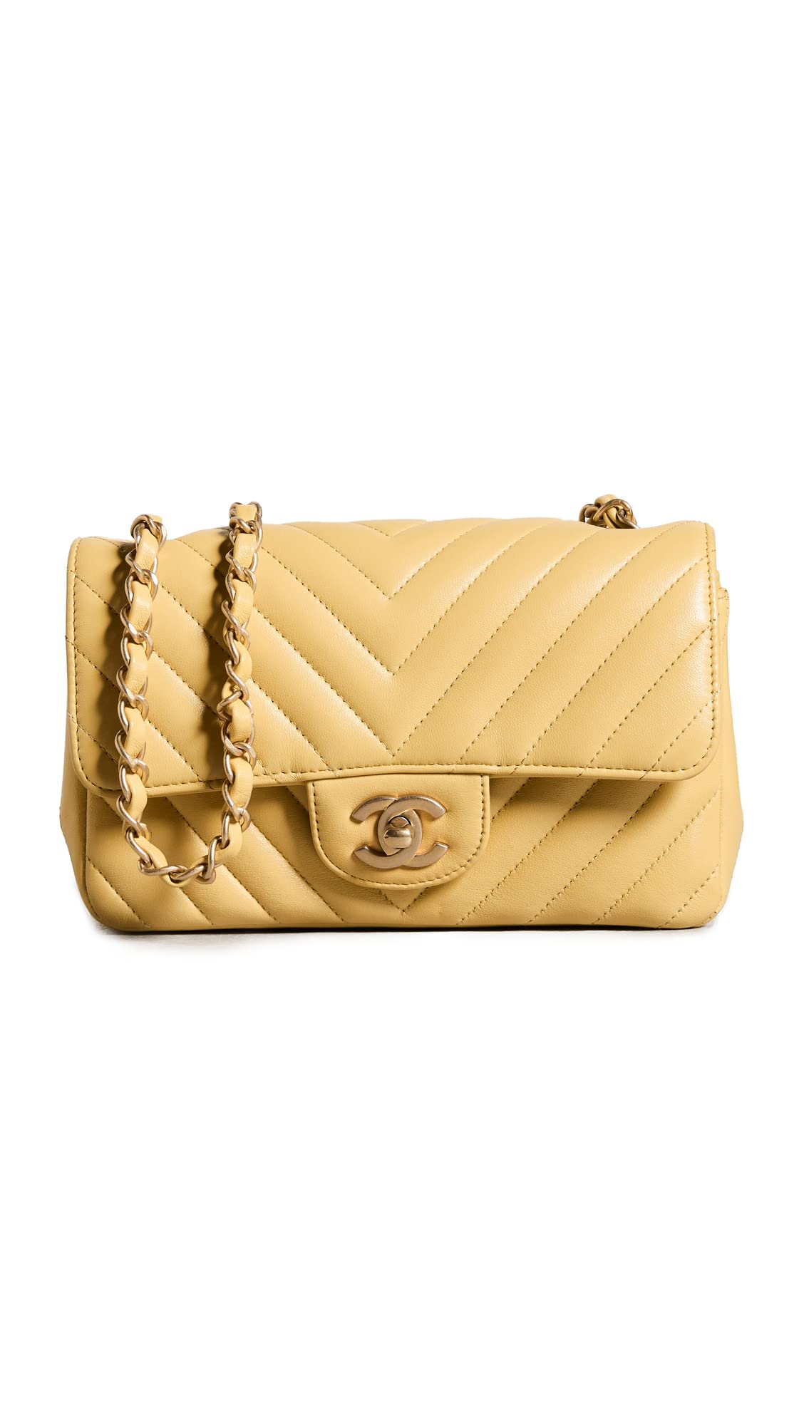 Chanel Yellow Lambskin Square Mini Classic Flap Light Gold Hardware   Madison Avenue Couture