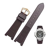 For Patek Philippe 5711 5712G Nautilus wristband Silicone black blue brown Wristwatch Band 25 * 13mm Sports Rubber Watch Straps (Color : 10mm Gold Clasp, Size : 25-13mm)