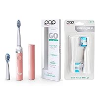 Pop Sonic Electric Toothbrush (Pastel Pink) Bonus 2 Pack Replacement Heads - Travel Toothbrushes w/AAA Battery | Kids Electric Toothbrushes with 2 Speed & 15,000-30,000 Strokes/Minute