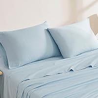 Luxury Cotton 144 Thread Count Organic Cotton King Pillowcases, Set of 2, Light Blue