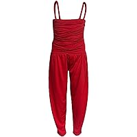 Kids Girls Jumpsuit Plain Red Color Trendy Fashion All In One Jumpsuits 5-13 Yr