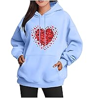 Love Heart Graphic Sweatshirt for Women Leopard Heart Print Hoodies Valentines Day Funny Long Sleeve Pullover Top
