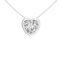 Natural Diamond Heart Shape Pendant Necklace for Women in Sterling Silver / 14K Solid Gold/Platinum