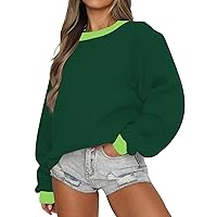 Women's Long Sleeve Sweatshirt Casual Crewneck Print Fall Tops Y2k Clothes patchwork Clashing colors
