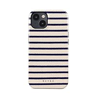 BURGA Phone Case Compatible with iPhone 15 - Hybrid 2-Layer Hard Shell + Silicone Protective Case - Blue Stripes Pattern- Scratch-Resistant Shockproof Cover