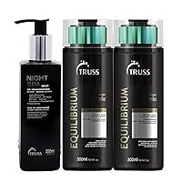 Truss Night Spa Hair Serum Bundle with Equilibrium Conditioner and Shampoo Set