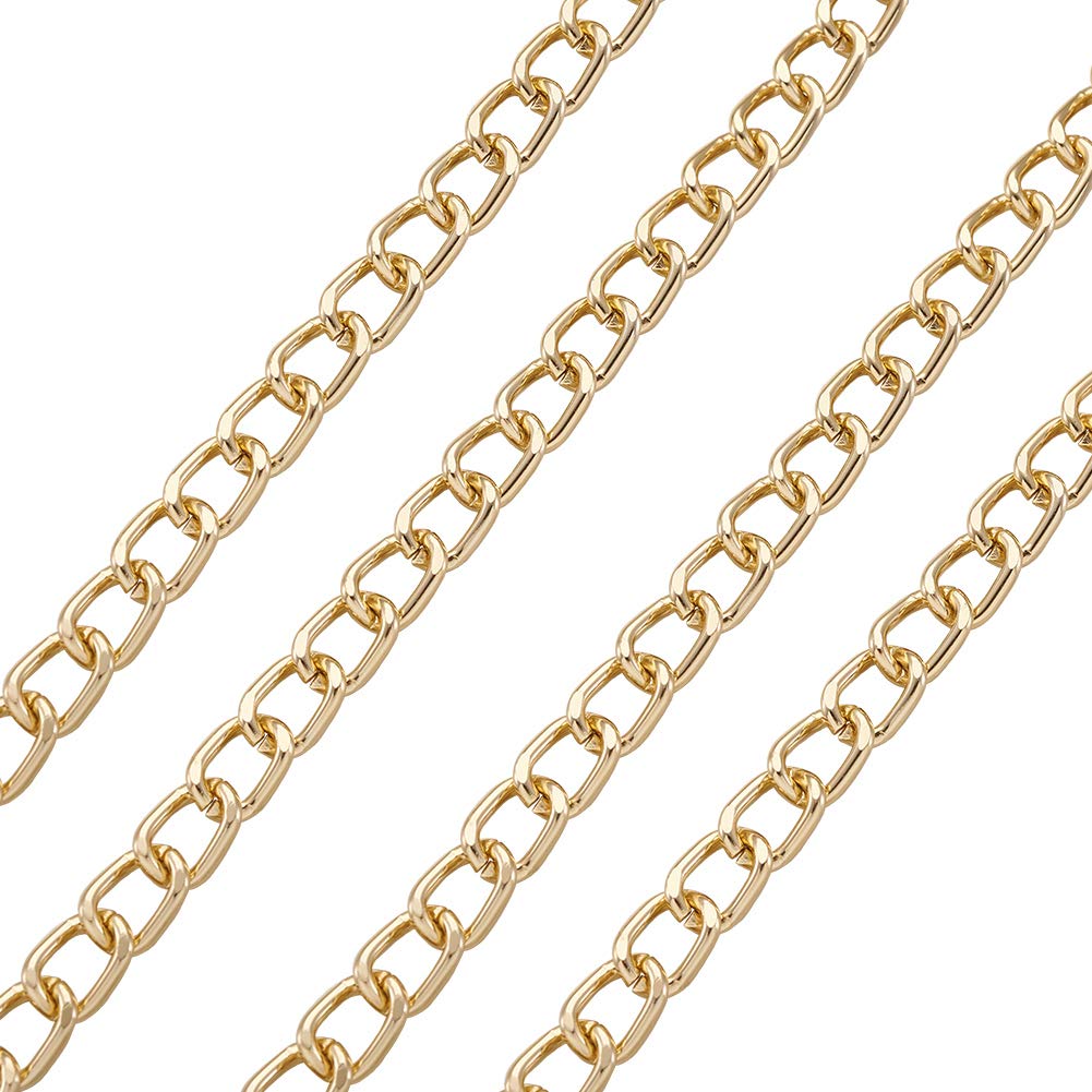Pandahall 5M/5Yard Aluminum Curb Chain Link Light Gold Color Twisted Cross Necklace Finding Chains with Spool for Jewelry Making DIY Crafts Findings Supplies 10x6.5x1.8mm