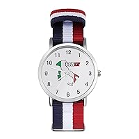 Italy Map Flag Wrist Watch Adjustable Nylon Band Outdoor Sport Work Wristwatch Easy to Read Time, 202403193