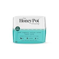 The Honey Pot Company - Herbal Super Pads w/Wings - Organic Pads for Women - Infused w/Essential Oils for Cooling Effect - Feminine Care- 16 ct