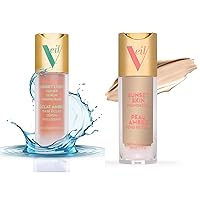 Veil Cosmetics | 1 Sunset Skin Liquid Foundation + 1 Sunset Light 3-in-1 Primer | 1G | Buildable Coverage, Lightweight & Brightening | Serum, Mixing Base, Primer | Water-Resistant | Vegan