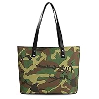 Womens Handbag Military Camouflage Pattern Leather Tote Bag Top Handle Satchel Bags For Lady