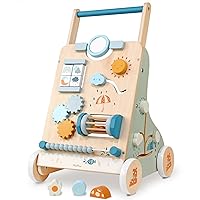 PairPear Wooden Baby Walker, Toddler Push Walker Activity Center Toys