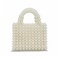 Women Pearl Clutch Purse Handmade Beaded Evening Handbag Acrylic Pearl Tote Bag Beaded Evening Bag for Party Wedding