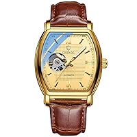 Men Watch Automatic Mechanical Tourbillon Luxury Leather Dress Watch Waterproof Luminous Wrist Watch