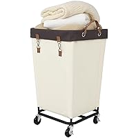 StorageWorks Laundry Hamper with Wheels, 160L Large Hampers for Laundry Rolling Laundry Basket, Dirty Clothes Hamper for Hotel, Home, Closet, Dorm, Beige, 1-Pack