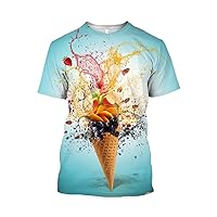 Fashion Ice Cream 3D Print T-Shirt Unisex Funny Food Casual Short Sleeve Top Boys and Girls Cartoon T-Shirt