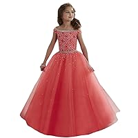 Wenli Girls' Off Shoulder Beadings Princess Birthday Party Glitz Pageant Gowns