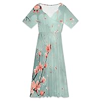 Summer Daily Dress for Middle-Aged and Elderly Women Trendy 2024 Chinese Painting Casual Ruffle Hem Dress