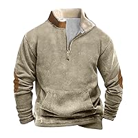 Half Zip Sweatshirt Men,Comfy Fleece Stand Collar Sweatshirts Long Sleeve Pullover Vintage Graphic Western Pullover