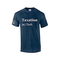 Taxation Definition Dictionary Taxation is Theft Funny American Flag Sleeve Mens Short Sleeve T-Shirt Graphic Tee