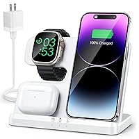 3 in 1 Wireless Charging Station Wireless Charger for iPhone 15 14 13 12 11 Pro Max/X/8 Charging Station for Apple Watch Ultra SE 9 8 7 6 5 4 3 2 for AirPods 2/3/Pro/Pro 2