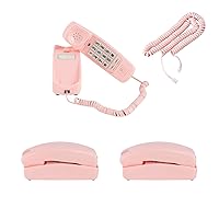 iSoHo Phones Pink Corded Landline Phone Trio with 15ft Curly Cord - Perfect for Office, Business, and Home