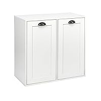 Household Essentials Tilt Out Laundry Sorter Cabinet with Polyester Bags, White Finish